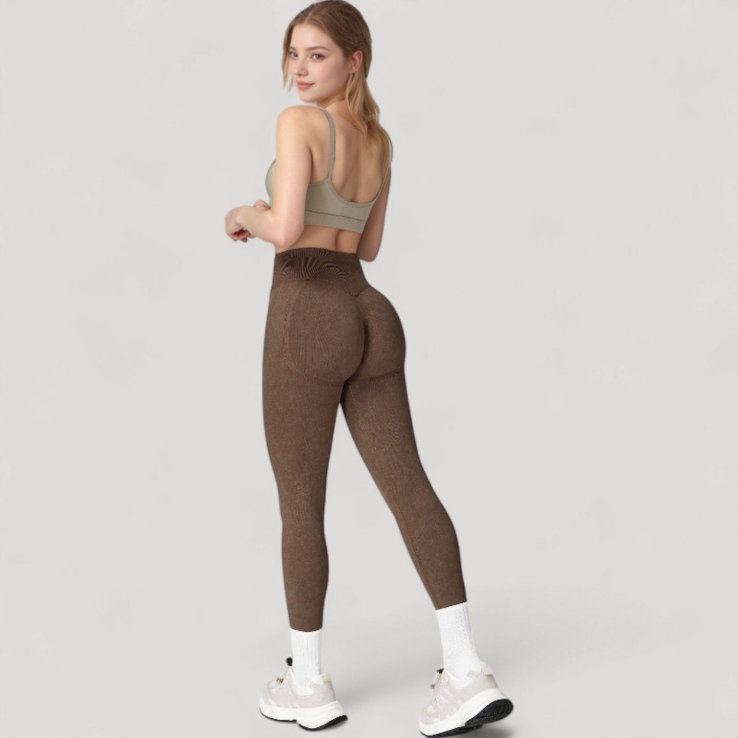 Anna-Kaci Women's Seamless Ribbed High Waist Full Length Leggings with Compression Fit
