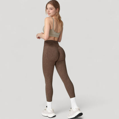 Anna-Kaci Women's Seamless Ribbed High Waist Full Length Leggings with Compression Fit