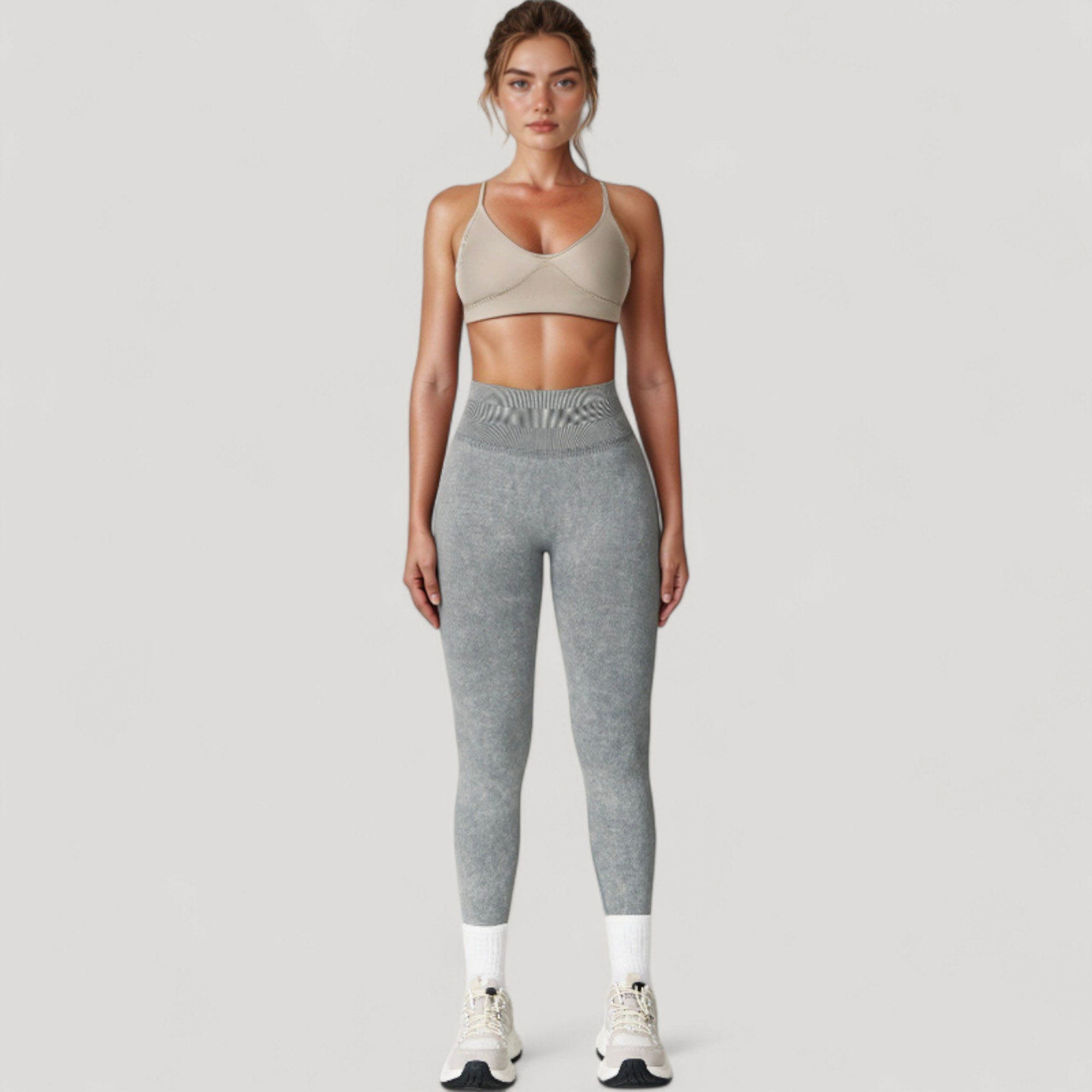 Anna-Kaci Women's Seamless Ribbed High Waist Full Length Leggings with Compression Fit