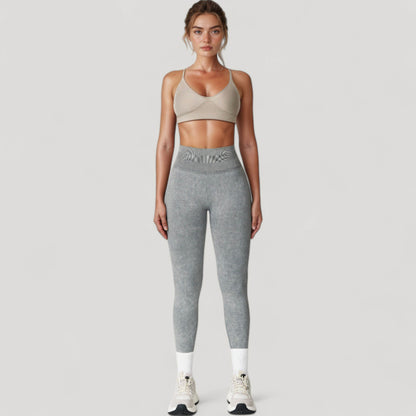 Anna-Kaci Women's Seamless Ribbed High Waist Full Length Leggings with Compression Fit