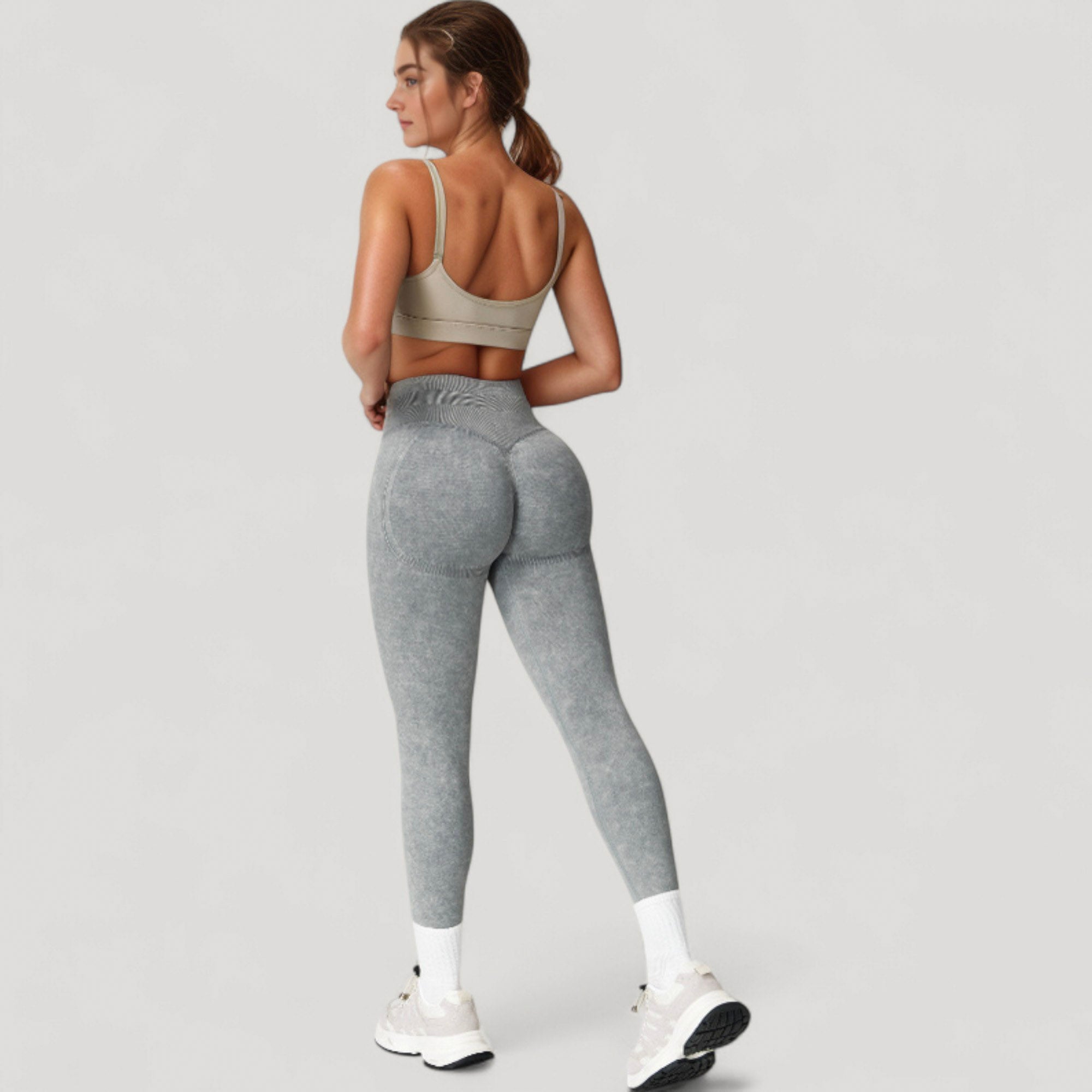 Anna-Kaci Women's Seamless Ribbed High Waist Full Length Leggings with Compression Fit