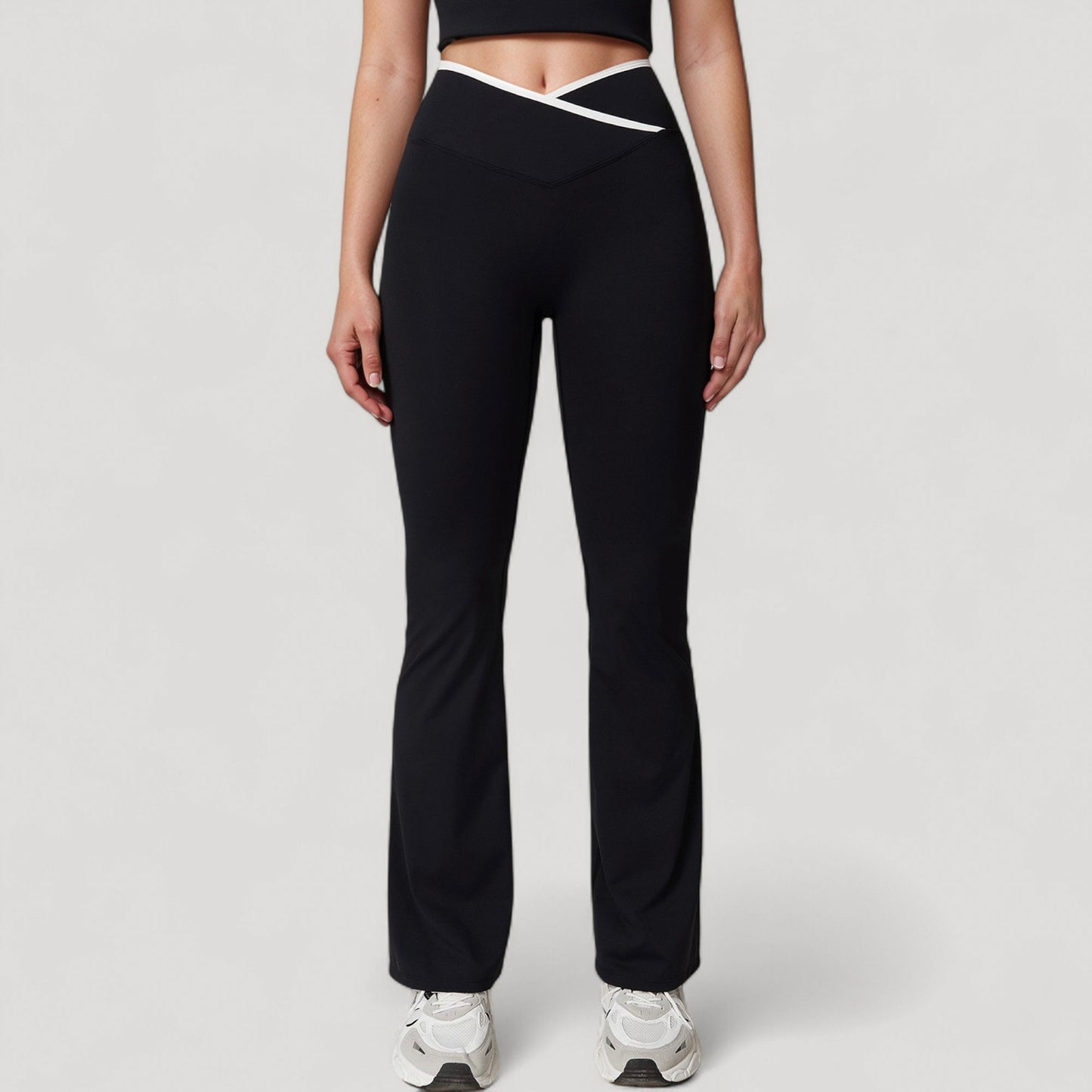 Anna-Kaci Women's Flare Leg Yoga Pants with Crossover High Waistband and Four-Way Stretch Fabric