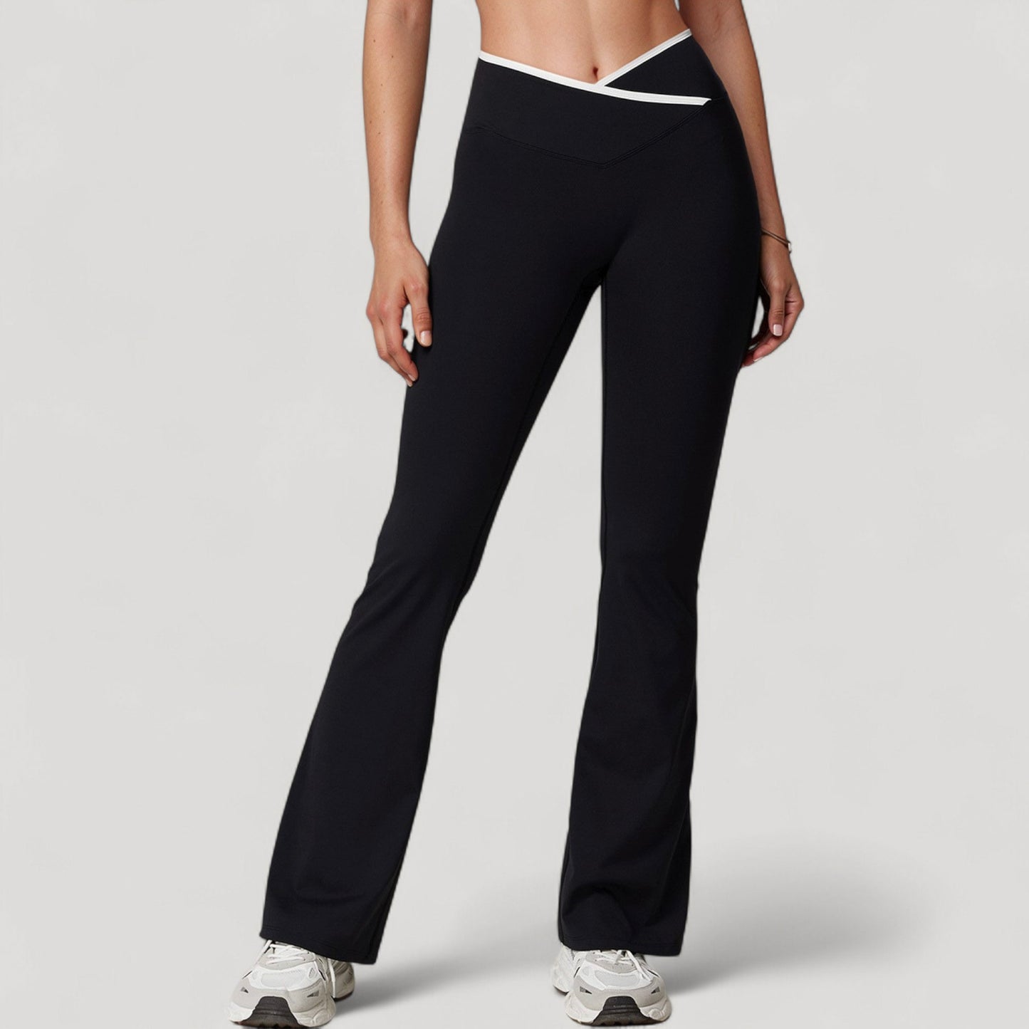 Anna-Kaci Women's Flare Leg Yoga Pants with Crossover High Waistband and Four-Way Stretch Fabric