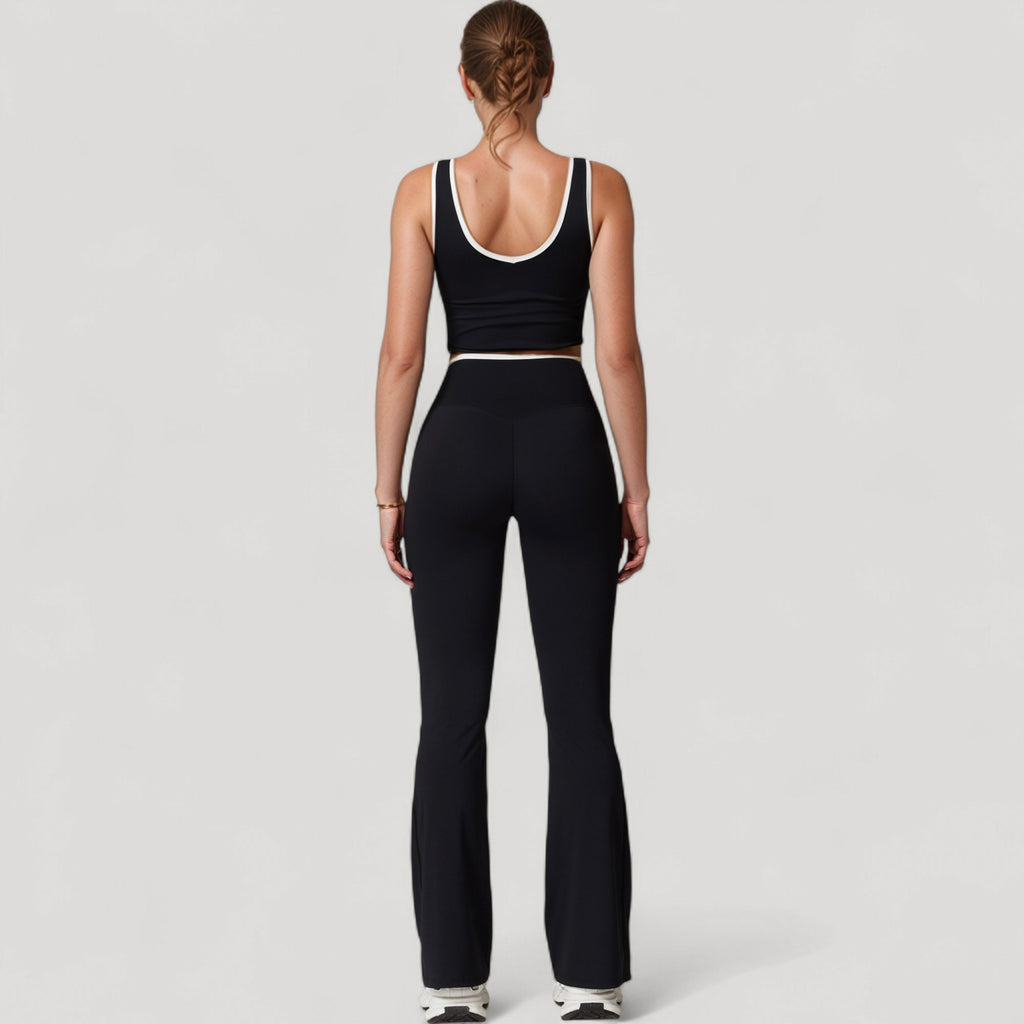 Anna-Kaci Women's Flare Leg Yoga Pants with Crossover High Waistband and Four-Way Stretch Fabric