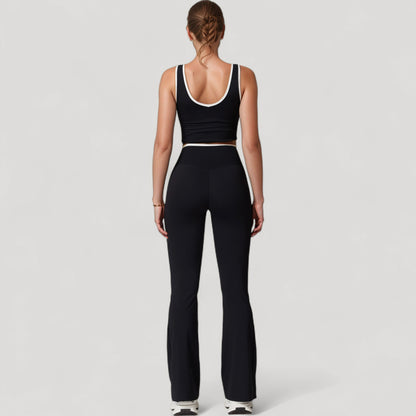 Anna-Kaci Women's Flare Leg Yoga Pants with Crossover High Waistband and Four-Way Stretch Fabric