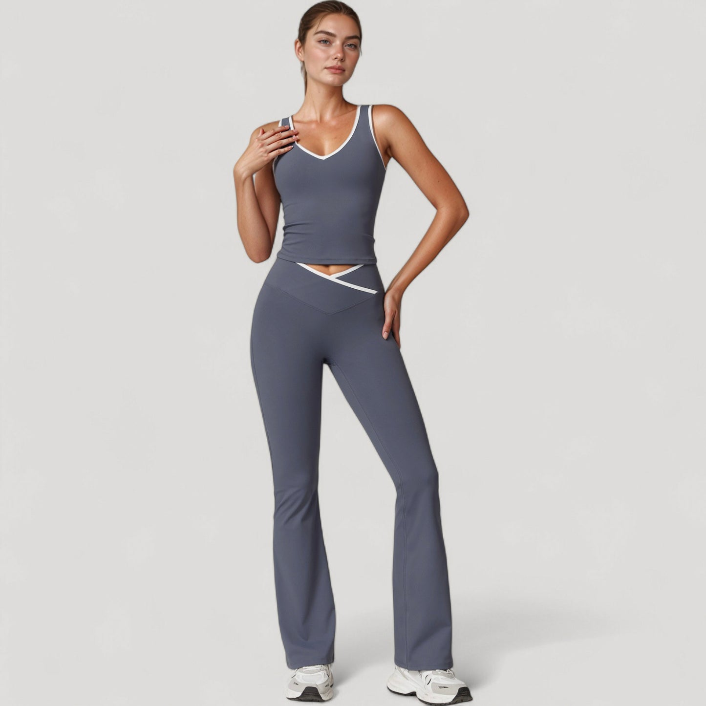 Anna-Kaci Women's Flare Leg Yoga Pants with Crossover High Waistband and Four-Way Stretch Fabric