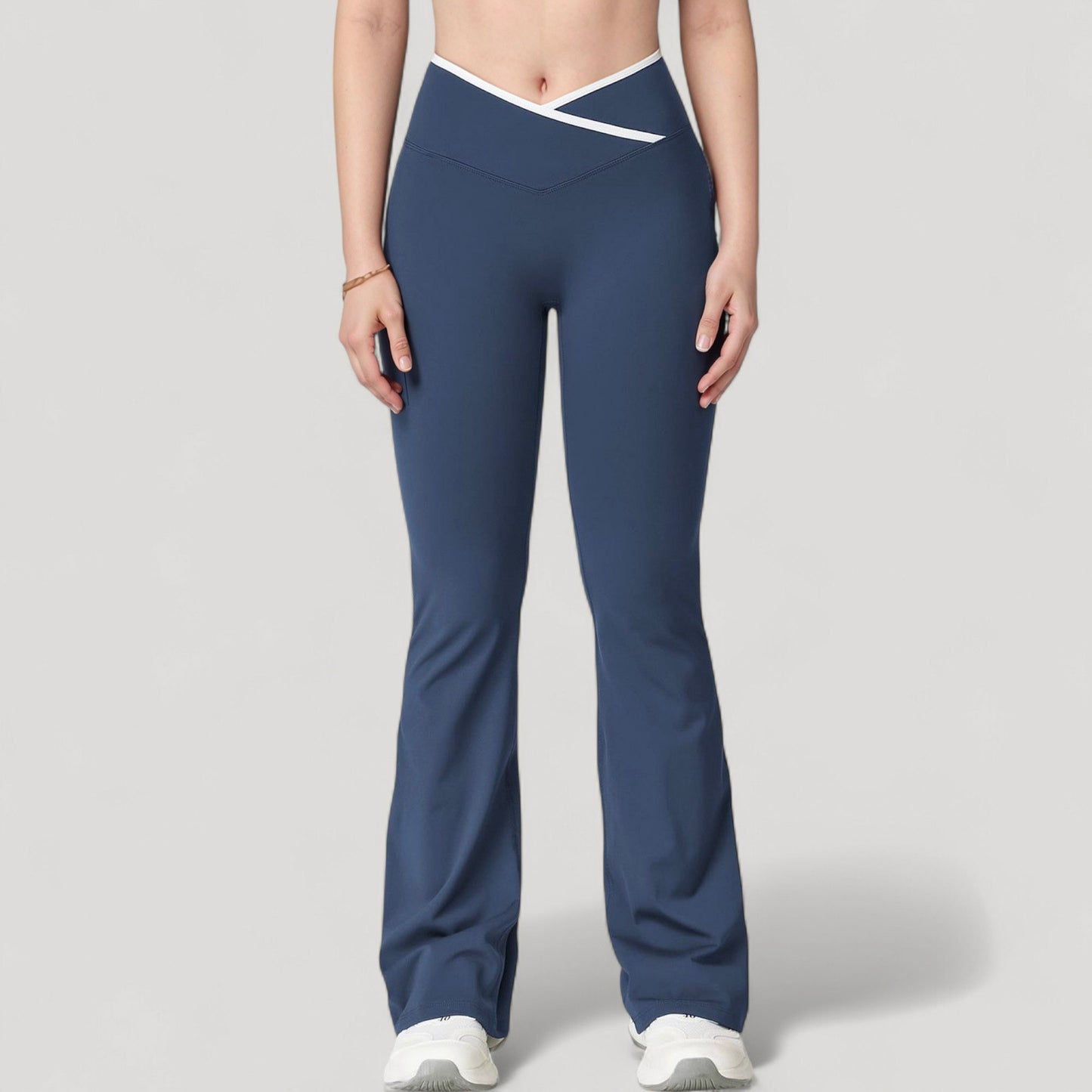 Anna-Kaci Women's Flare Leg Yoga Pants with Crossover High Waistband and Four-Way Stretch Fabric