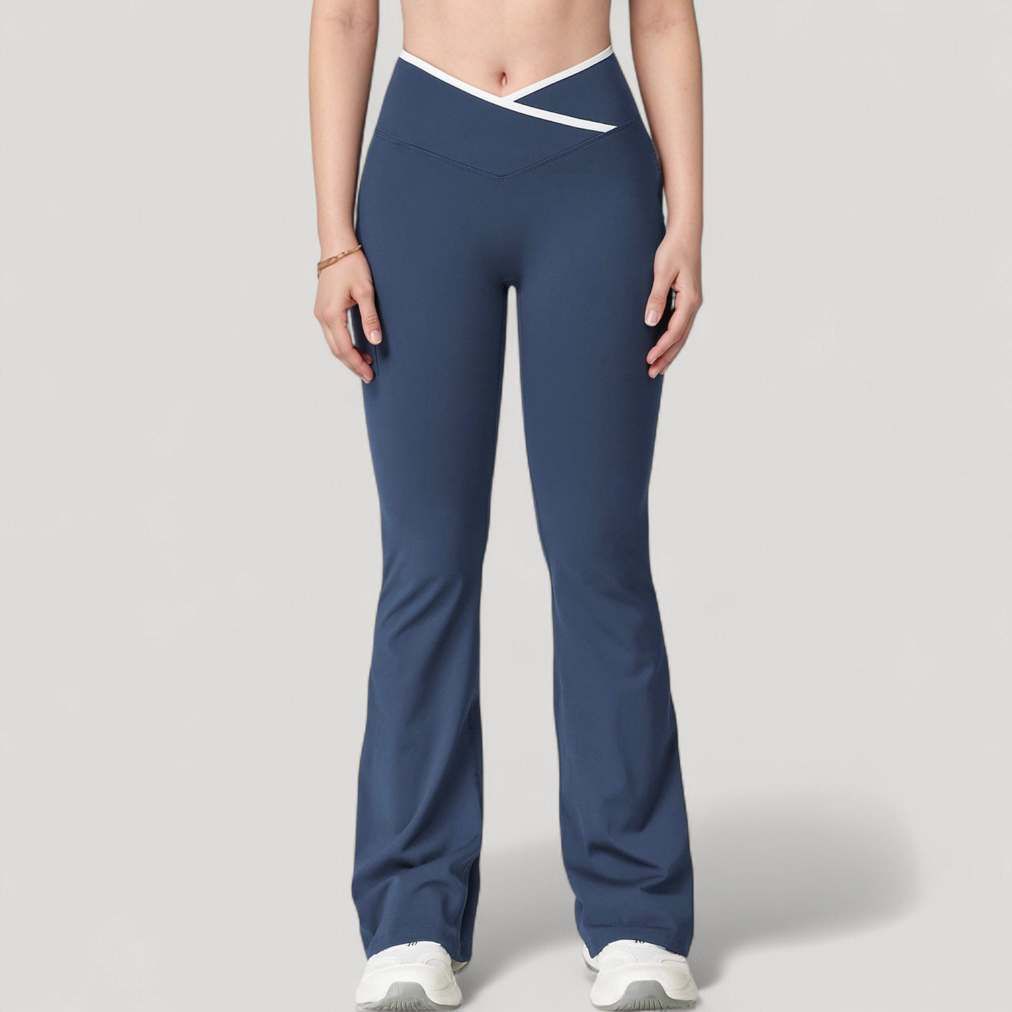 Anna-Kaci Women's Flare Leg Yoga Pants with Crossover High Waistband and Four-Way Stretch Fabric