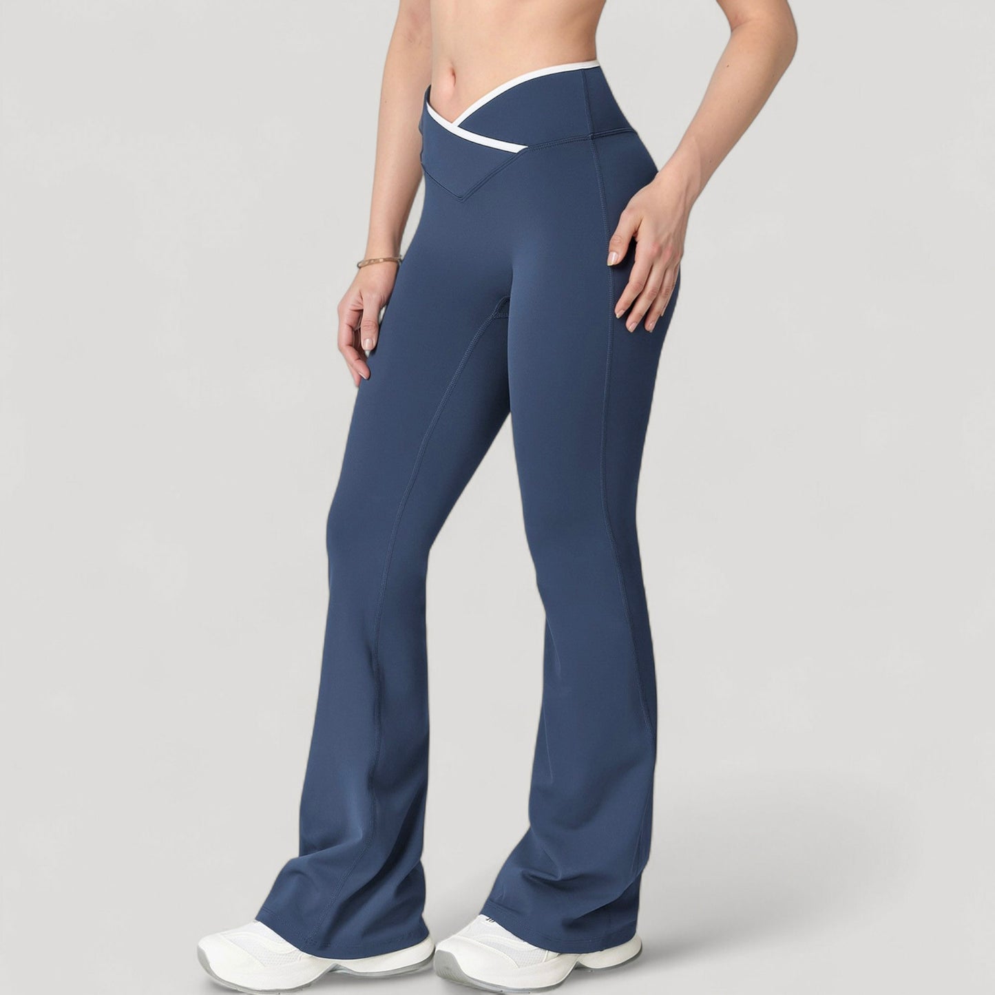 Anna-Kaci Women's Flare Leg Yoga Pants with Crossover High Waistband and Four-Way Stretch Fabric