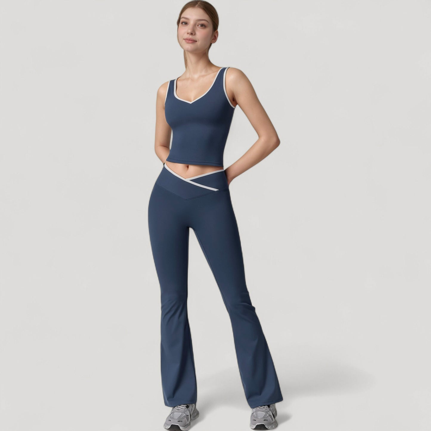 Anna-Kaci Women's Flare Leg Yoga Pants with Crossover High Waistband and Four-Way Stretch Fabric