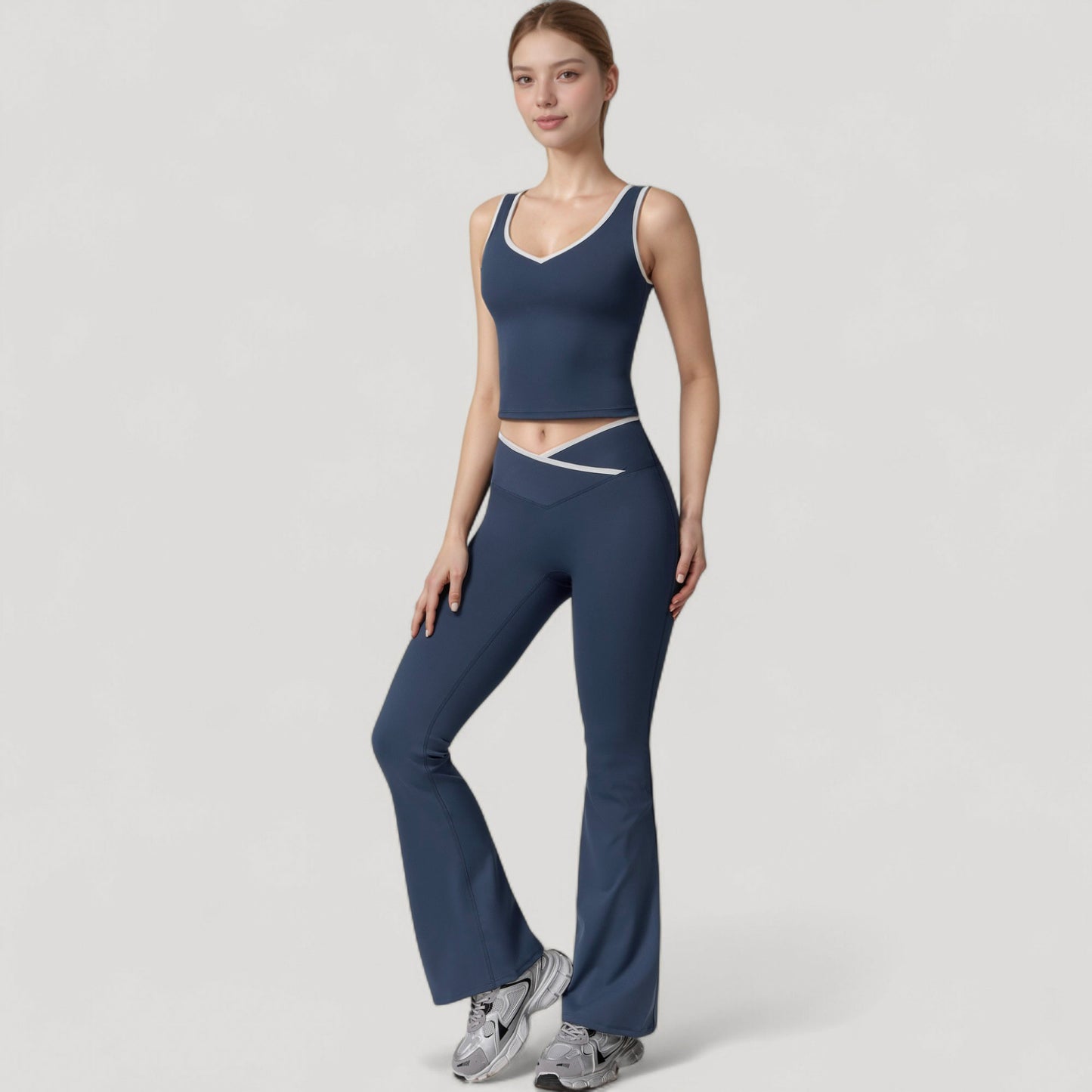 Anna-Kaci Women's Flare Leg Yoga Pants with Crossover High Waistband and Four-Way Stretch Fabric