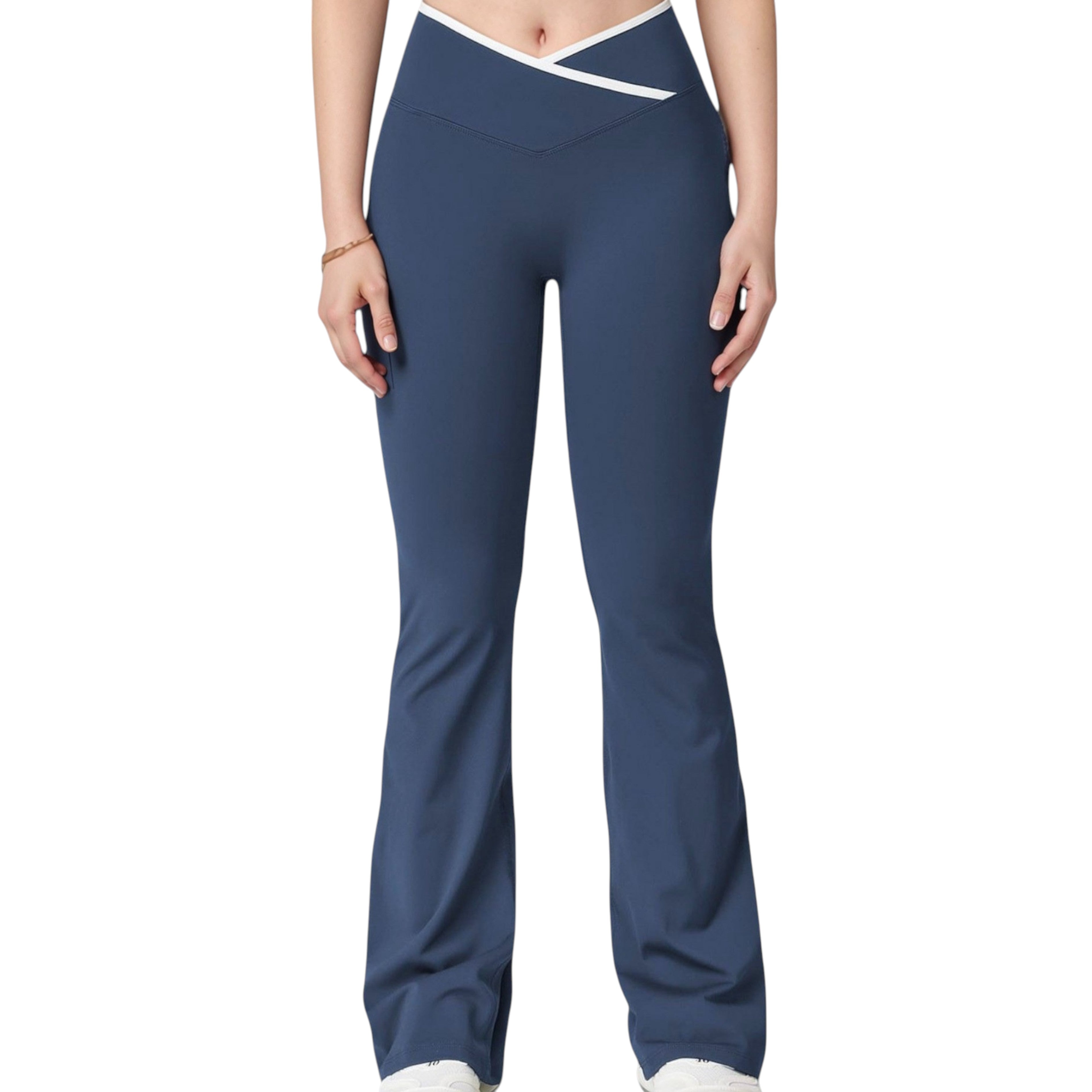 Anna-Kaci Women's Flare Leg Yoga Pants with Crossover High Waistband and Four-Way Stretch Fabric