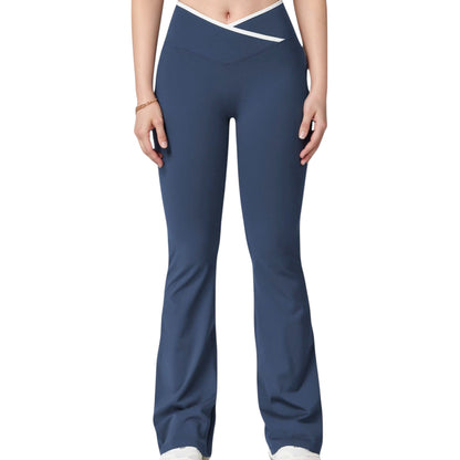 Anna-Kaci Women's Flare Leg Yoga Pants with Crossover High Waistband and Four-Way Stretch Fabric