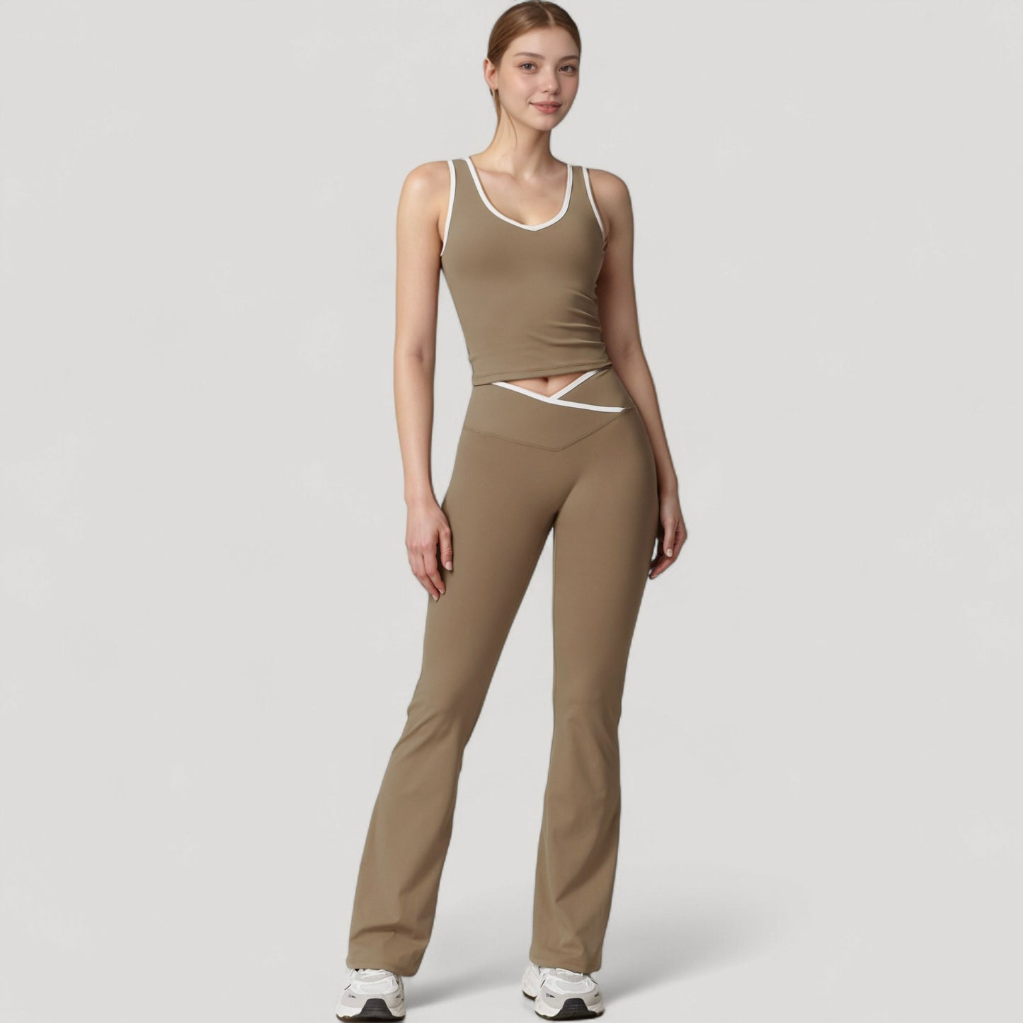 Anna-Kaci Women's Flare Leg Yoga Pants with Crossover High Waistband and Four-Way Stretch Fabric