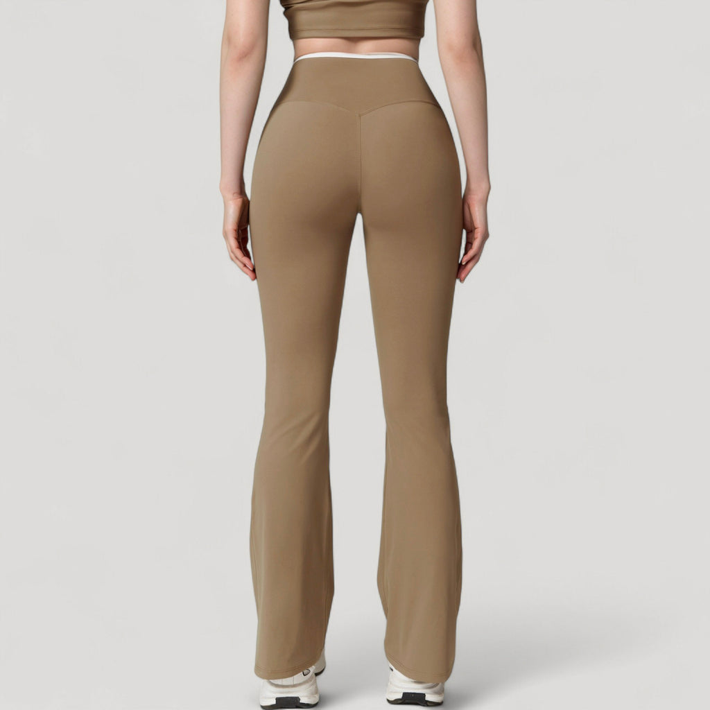 Anna-Kaci Women's Flare Leg Yoga Pants with Crossover High Waistband and Four-Way Stretch Fabric