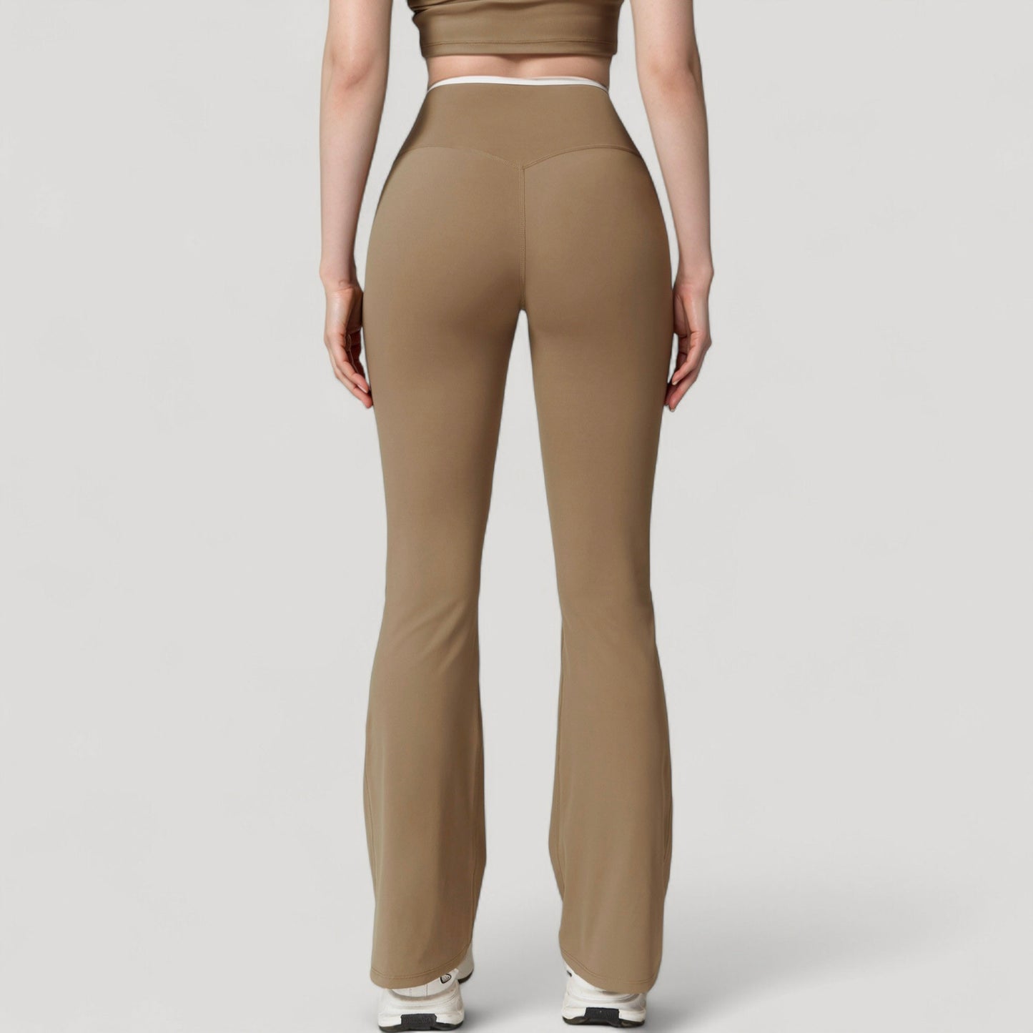 Anna-Kaci Women's Flare Leg Yoga Pants with Crossover High Waistband and Four-Way Stretch Fabric