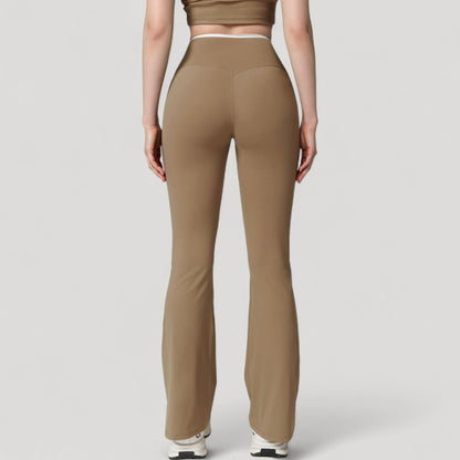 Anna-Kaci Women's Flare Leg Yoga Pants with Crossover High Waistband and Four-Way Stretch Fabric