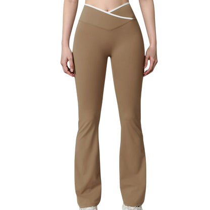 Anna-Kaci Women's Flare Leg Yoga Pants with Crossover High Waistband and Four-Way Stretch Fabric