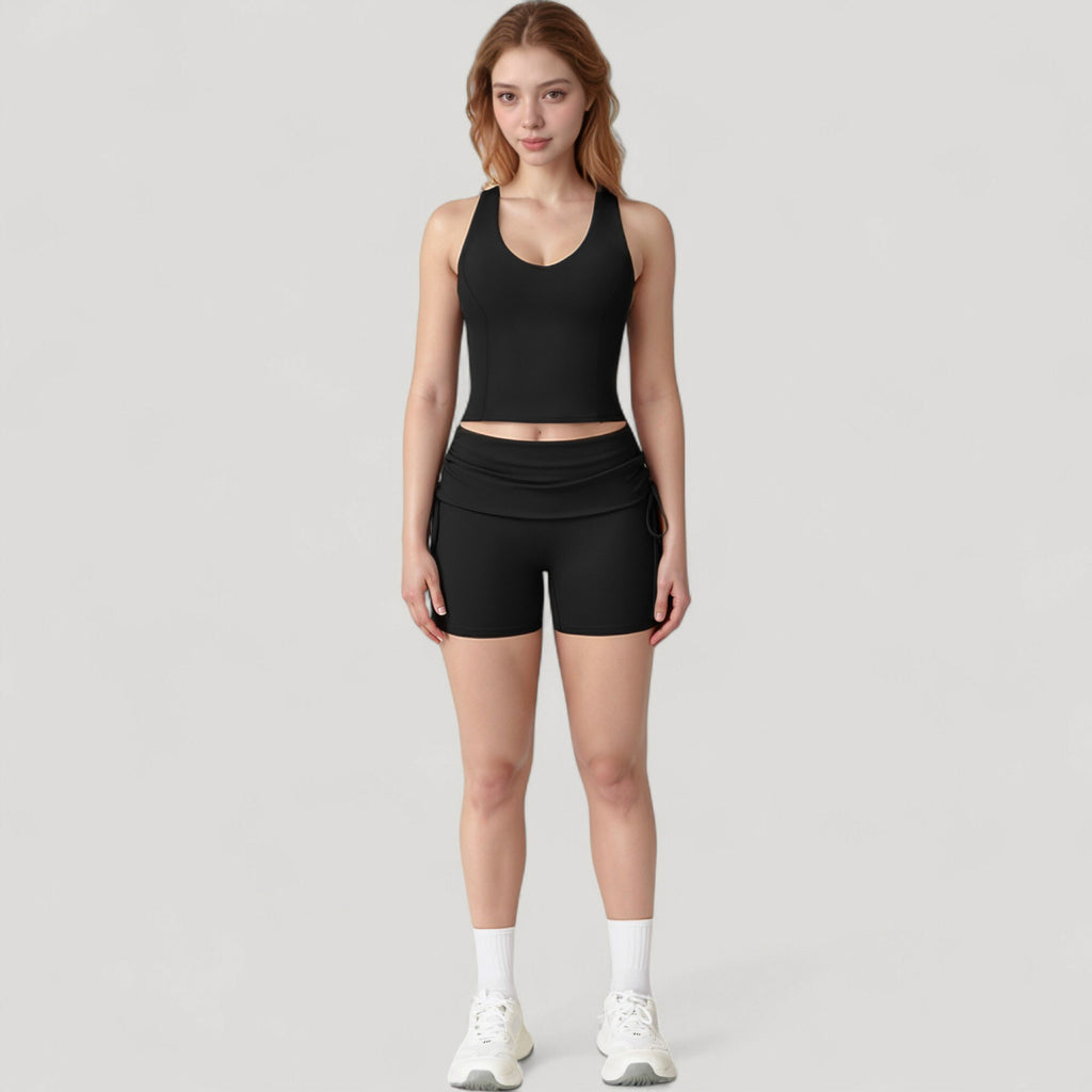 Anna-Kaci Active Women's V-Neck Cropped Tank Top with Racer-Inspired Straps and Smooth Contour Fit for Activewear
