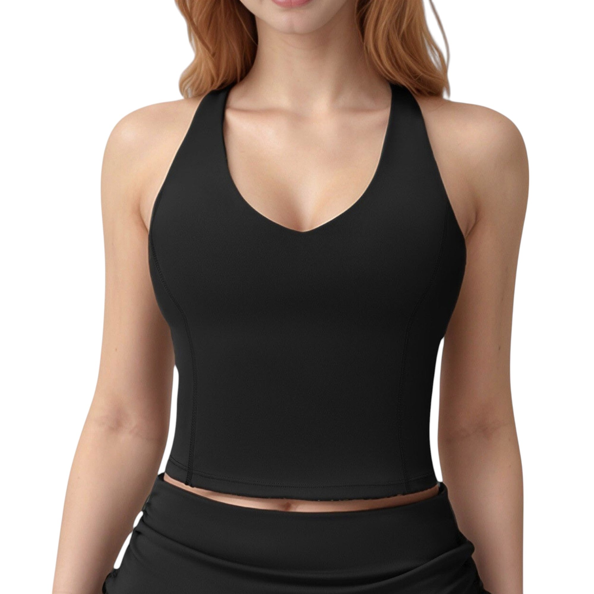 Anna-Kaci Active Women's V-Neck Cropped Tank Top with Racer-Inspired Straps and Smooth Contour Fit for Activewear