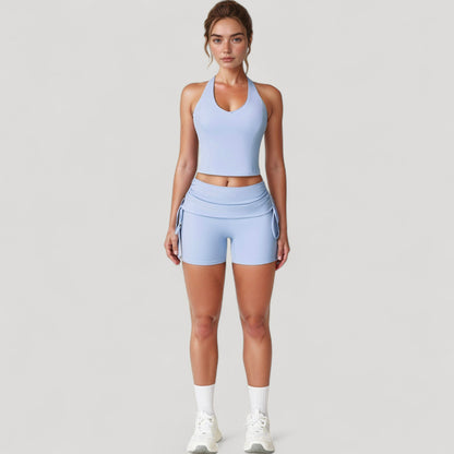Anna-Kaci Active Women's V-Neck Cropped Tank Top with Racer-Inspired Straps and Smooth Contour Fit for Activewear