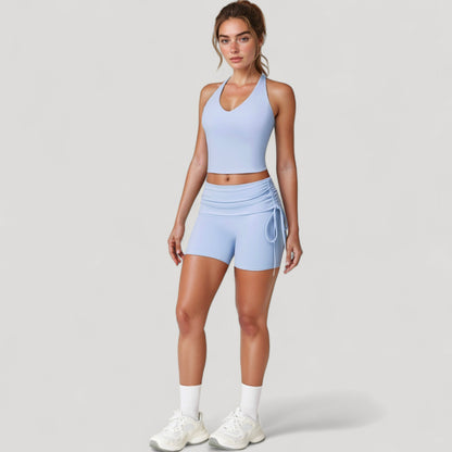 Anna-Kaci Active Women's V-Neck Cropped Tank Top with Racer-Inspired Straps and Smooth Contour Fit for Activewear