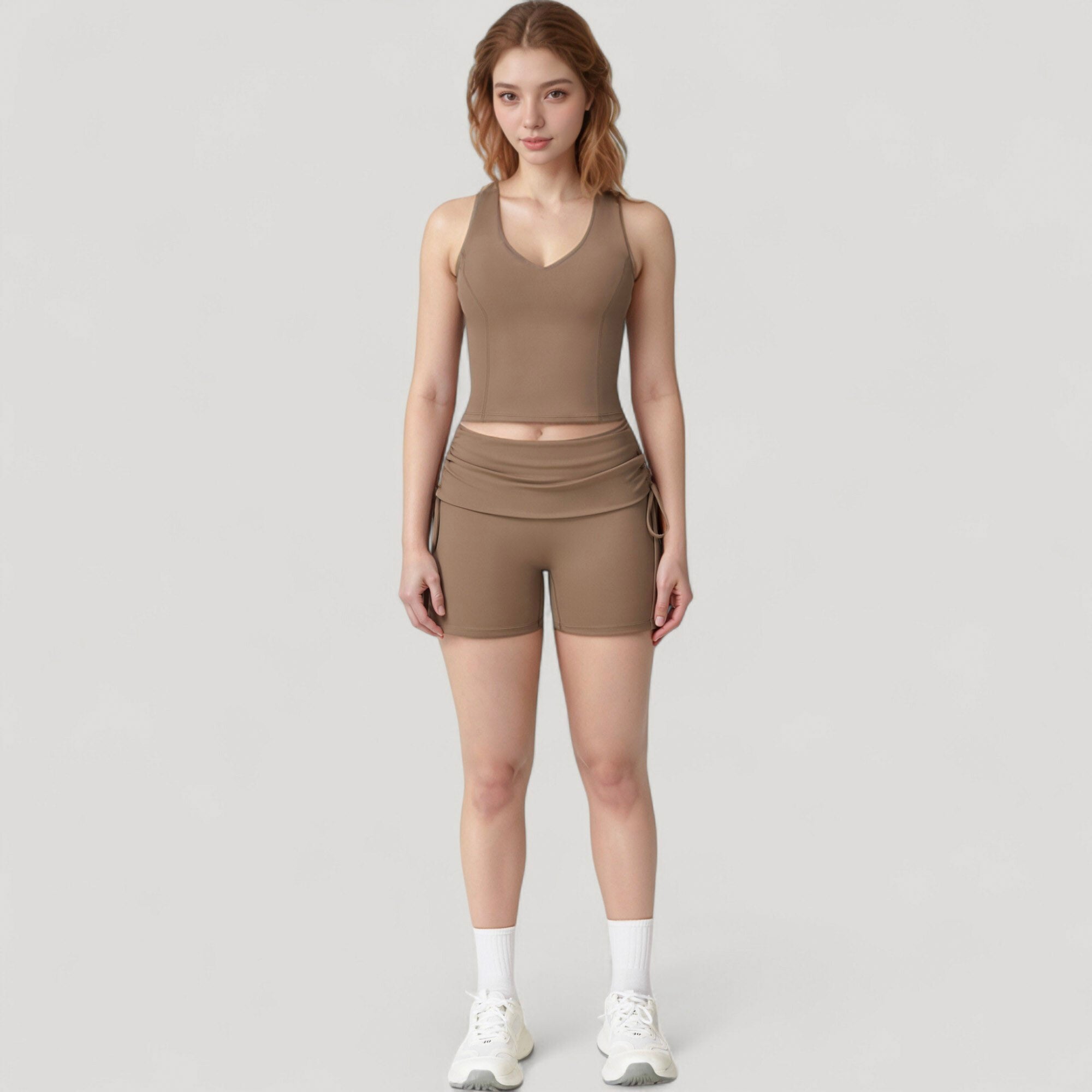 Anna-Kaci Active Women's V-Neck Cropped Tank Top with Racer-Inspired Straps and Smooth Contour Fit for Activewear