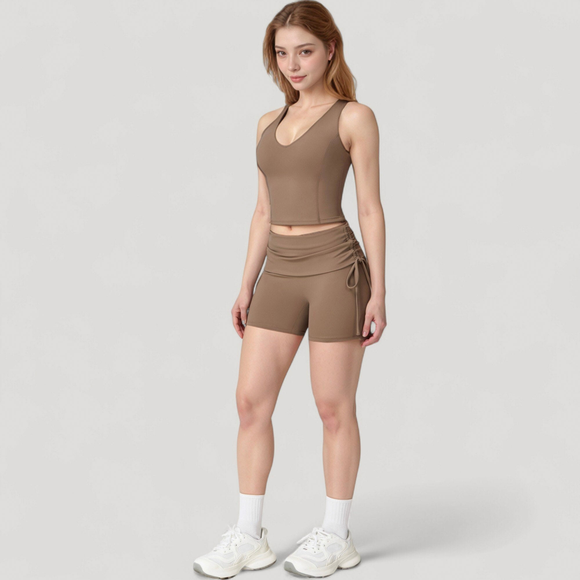 Anna-Kaci Active Women's V-Neck Cropped Tank Top with Racer-Inspired Straps and Smooth Contour Fit for Activewear