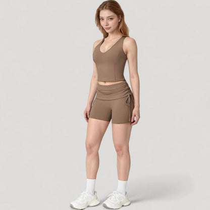 Anna-Kaci Active Women's V-Neck Cropped Tank Top with Racer-Inspired Straps and Smooth Contour Fit for Activewear
