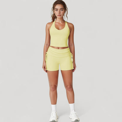 Anna-Kaci Active Women's V-Neck Cropped Tank Top with Racer-Inspired Straps and Smooth Contour Fit for Activewear