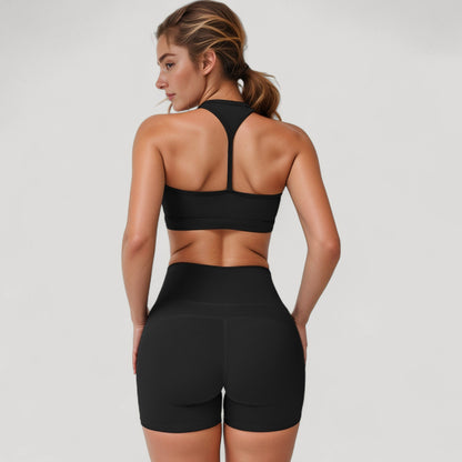 Anna-Kaci Active Women's High Neck Sports Bra with Minimalist T-Back Strap Design and Smooth Stretch Compression Fit