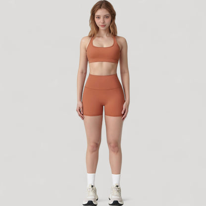 Anna-Kaci Active Women's High Neck Sports Bra with Minimalist T-Back Strap Design and Smooth Stretch Compression Fit