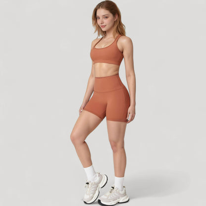 Anna-Kaci Active Women's High Neck Sports Bra with Minimalist T-Back Strap Design and Smooth Stretch Compression Fit