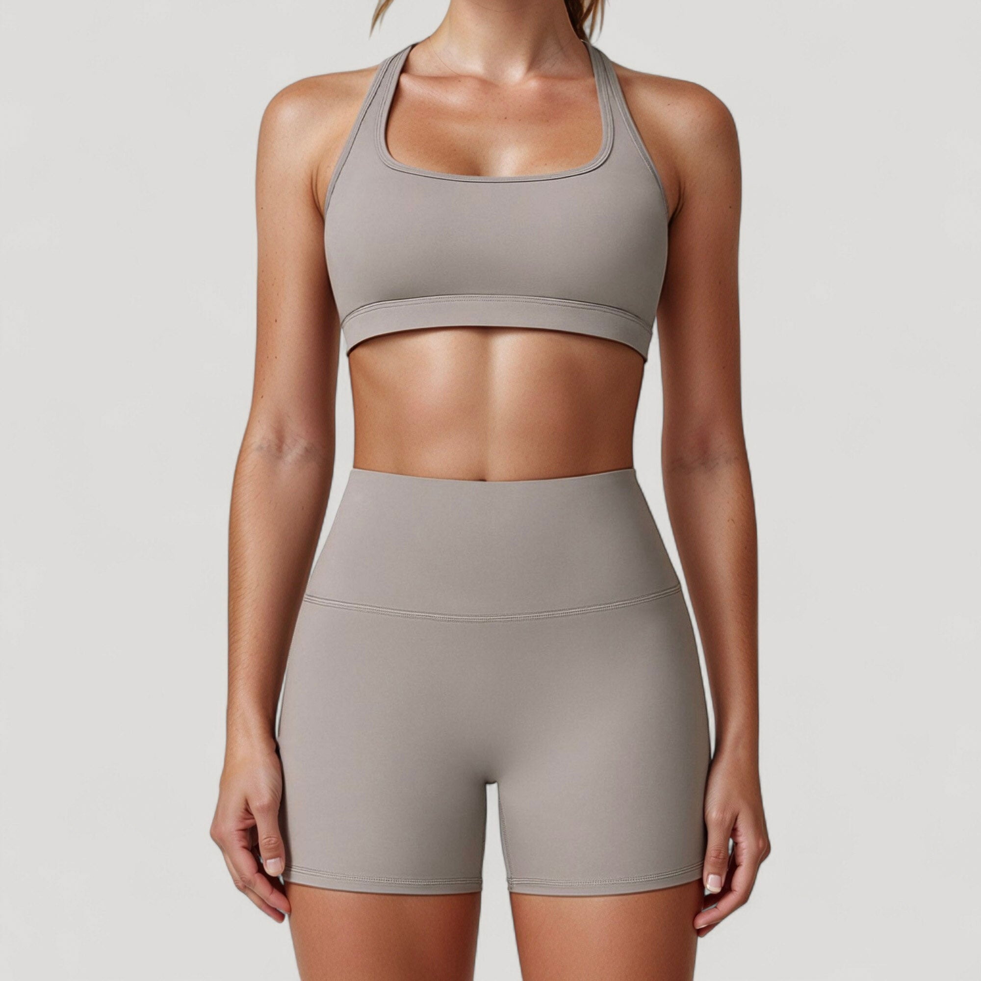 Anna-Kaci Active Women's High Neck Sports Bra with Minimalist T-Back Strap Design and Smooth Stretch Compression Fit