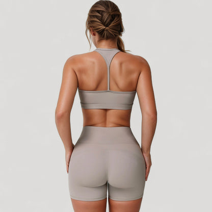 Anna-Kaci Active Women's High Neck Sports Bra with Minimalist T-Back Strap Design and Smooth Stretch Compression Fit