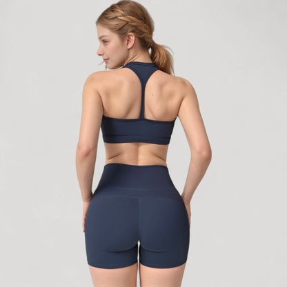 Anna-Kaci Active Women's High Neck Sports Bra with Minimalist T-Back Strap Design and Smooth Stretch Compression Fit
