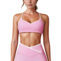 Anna-Kaci Active Women's V-Neck Sports Bra with Contrast Trim and Thin Adjustable Straps