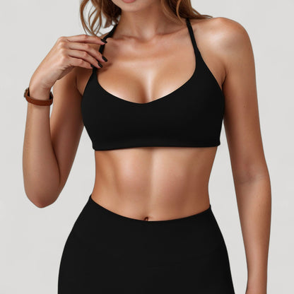 Anna-Kaci Active Women's Scoop Neck Sports Bra with Adjustable Straps and Smooth Stretch Fit
