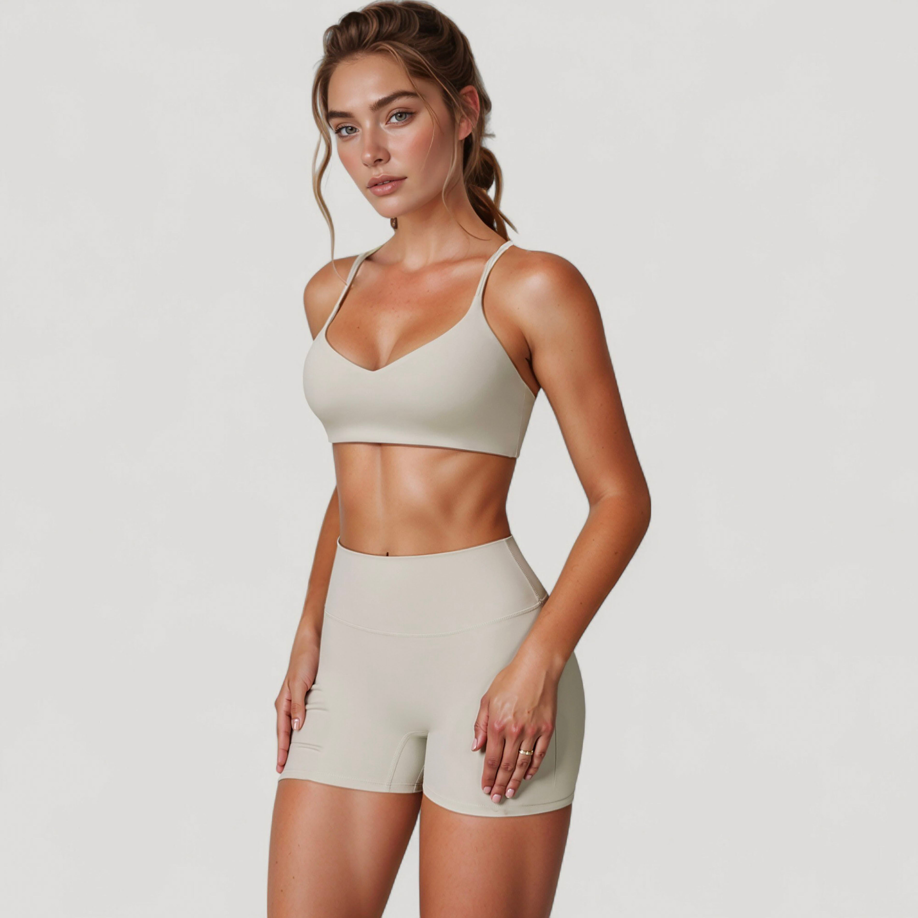 Anna-Kaci Active Women's Scoop Neck Sports Bra with Adjustable Straps and Smooth Stretch Fit