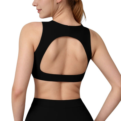 Anna-Kaci Active Women's High Neck Sports Bra with Cutout Back Detail and Wide Underband for Medium Support