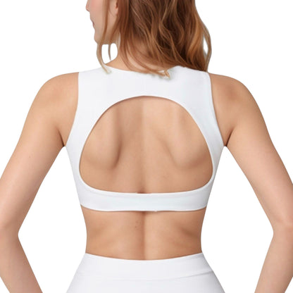 Anna-Kaci Active Women's High Neck Sports Bra with Cutout Back Detail and Wide Underband for Medium Support