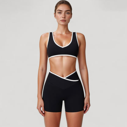 Anna-Kaci Active Women's High Waist Crossover Athletic Shorts with Stretch Fabric and Flattering V Front Waistband