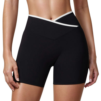 Anna-Kaci Active Women's High Waist Crossover Athletic Shorts with Stretch Fabric and Flattering V Front Waistband
