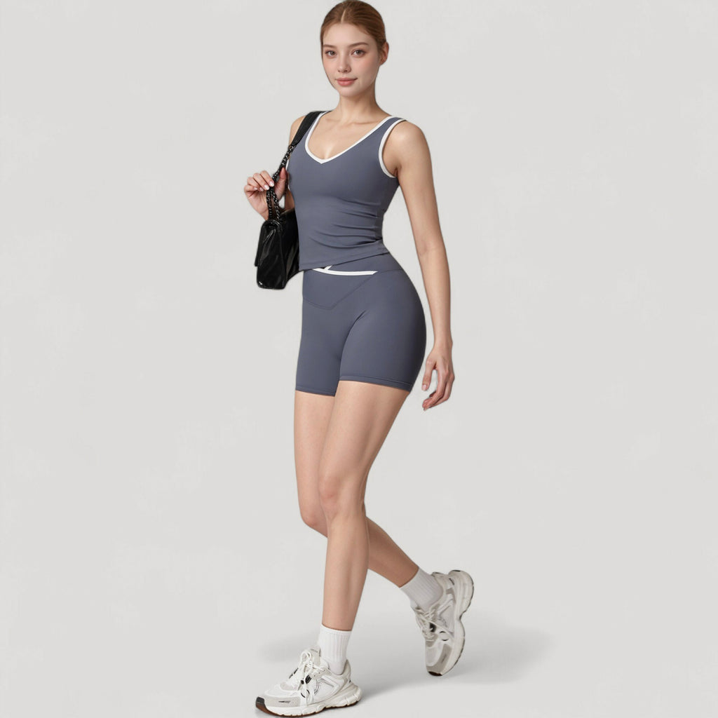 Anna-Kaci Active Women's High Waist Crossover Athletic Shorts with Stretch Fabric and Flattering V Front Waistband