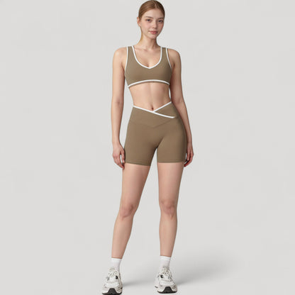 Anna-Kaci Active Women's High Waist Crossover Athletic Shorts with Stretch Fabric and Flattering V Front Waistband