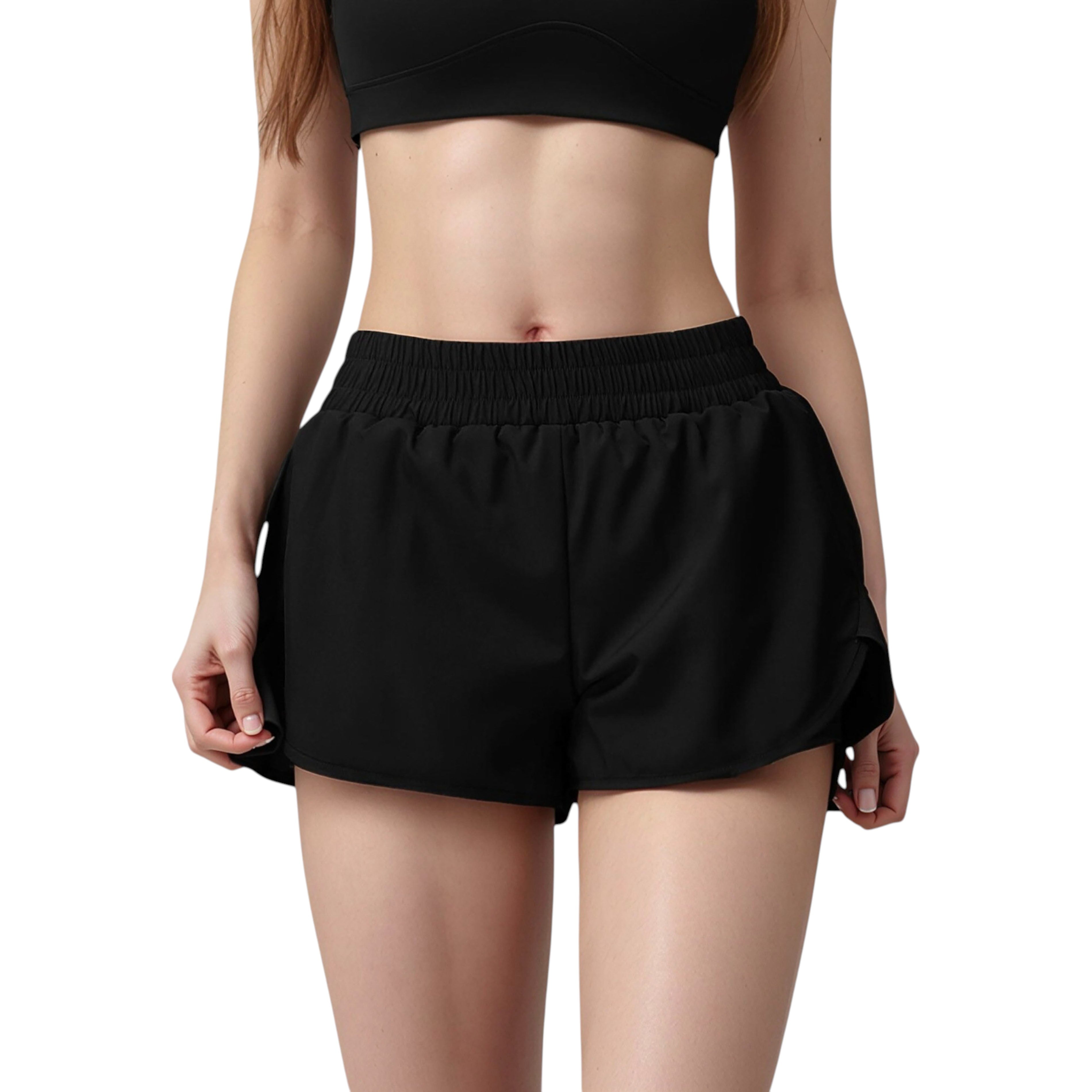 Anna-Kaci Active Women's High Waist Running Shorts with Built-In Liner and Side Pockets for Storage