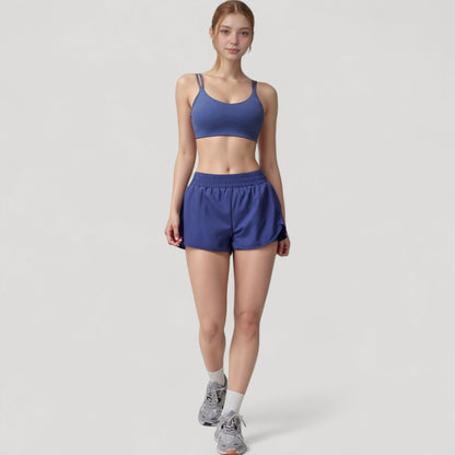 Anna-Kaci Active Women's High Waist Running Shorts with Built-In Liner and Side Pockets for Storage
