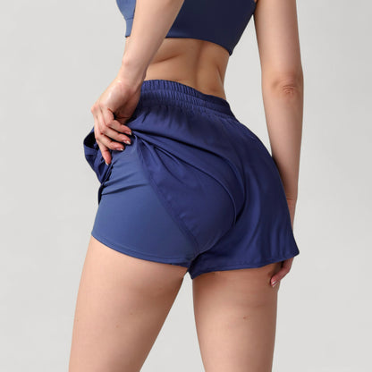 Anna-Kaci Active Women's High Waist Running Shorts with Built-In Liner and Side Pockets for Storage