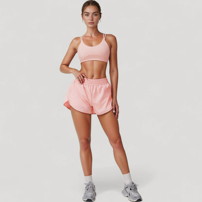 Anna-Kaci Active Women's High Waist Running Shorts with Built-In Liner and Side Pockets for Storage