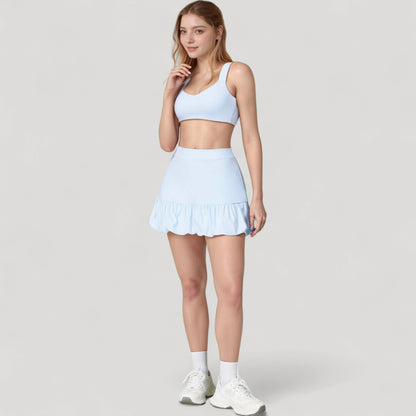 Anna-Kaci Active Women's Ruffle Hem High Waist Skort Built-In Shorts Stretch Waistband Flowy Lightweight Design